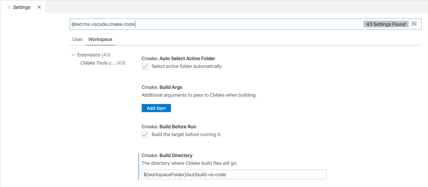 Visual Studio Code CMake Settings